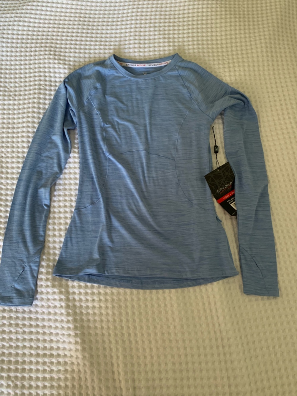Spyder Women’s Long-Sleeve Athletic Tee in Light Blue Size Extra Small NWT